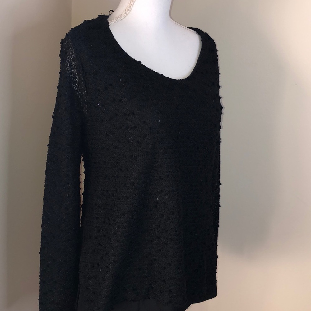 Style & Co. Hi/Lo Black Sequin Sweater, XL